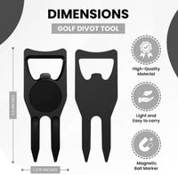 Outil de divot de golf à faible quantité minimale de commande ouvre-bouteille 6 en 1 outil de réparation de divot de golf outil de divot en métal et marqueur de balle