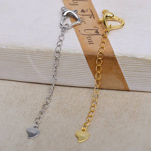 Boucle en argent S925 en forme de cœur avec chaîne extensible, matériau réglable pour la fabrication de colliers, boucle de queue assortie, composants de bijoux - Product Image 1