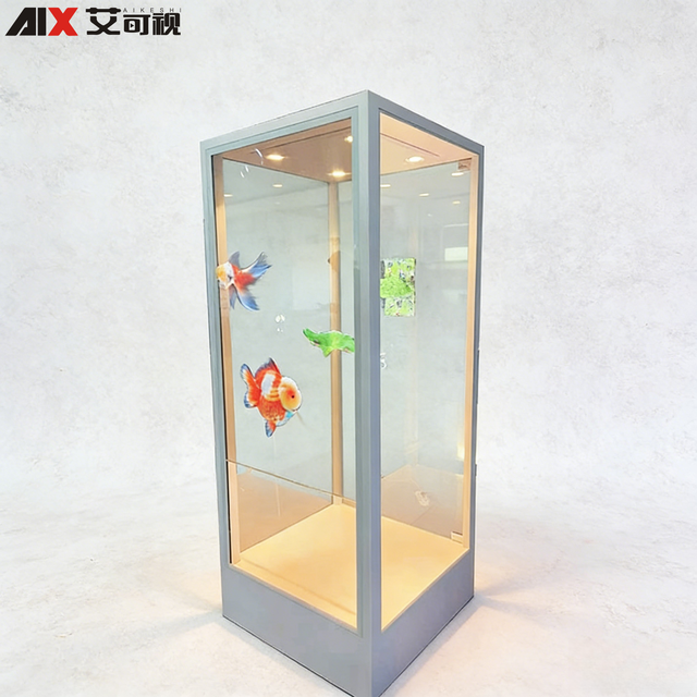 Transparent Digital Showcase Interactive Display Content Management System 3D Holographic Transparent Display Cabinet