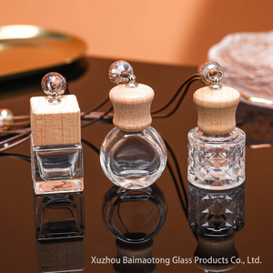 Diffuseur de voiture en verre transparent, flacon pour huiles essentielles, porte-parfum aromatique avec bouchon en bois - Product Image 4