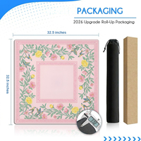 Alas Meja Mahjong Mewah 33x33 Inci, Matras Neoprena Tanpa Bau, MOQ Rendah, DDP USA, Layanan Handal Antar Sampai Rumah