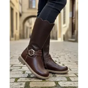 <b>Girls</b>' BARRY <b>BOOTS</b> ONDITAS CAFE Elegant Brown Express Leather Breathable Comfortable Wool Upper Korean Lace-Up <b>Snow</b> <b>Boots</b> Autumn - Product Image 2