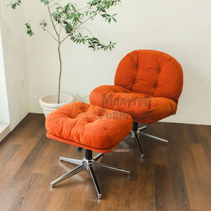 Ensemble fauteuil et pouf Le Muse, confort en velours côtelé, hauteur réglable, base stable, salon moderne, confortable et doux - Product Image 4