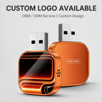 Adaptador Inalámbrico 4 en 1 con Logotipo Personalizado Naranja, CarPlay, Android Auto, Mirror Link, Plug and Play, Universal, BT5.0, Dongle USB Portátil