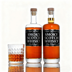 Super Flint Botellas de licores personalizadas 750ml 700ml Botella de licores de vidrio vacía transparente para Brandy Gin con corcho real - Product Image 5