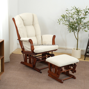 Meubles de nurserie en bois en gros d'usine, chaise berçante pour bébé avec tabouret et ottoman - Product Image 2