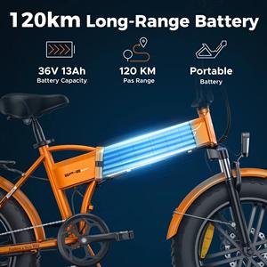 Vélo électrique pliable certifié UE, stock UE, Engwe EP-2 Boost, batterie lithium 48V 13Ah, pneus larges de 20 pouces - Product Image 3
