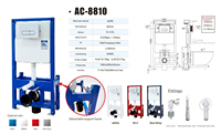 Tangki Toilet A&C AC-8810-S Pintar Modern Sensor Kamar Mandi Tanpa Sentuh Tipe Tersembunyi Gantung Dinding Dual-flush Ramah Lingkungan 3L-7L