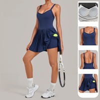 Robe de tennis et de yoga plissée pour femme avec soutien-gorge rembourré intégré, séchage rapide, anti-transparence, short intégré pour la course en extérieur, la gym et le fitness