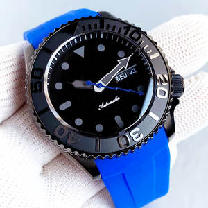 นาฬิกา Tandorio รุ่นใหม่ 41 มม. แบบ Mod <span class=keywords><strong>SKX</strong></span> สำหรับผู้ชาย ตัวเรือนเคลือบ PVD สีดำ กลไก NH36A แฟชั่น กันน้ำลึก 20ATM นาฬิกาจักรกล สายยางสีน้ำเงิน - Product Image 2