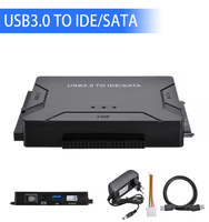 Конвертер данных USB 3.0 в SATA IDE ATA 3-в-1 для ПК и ноутбуков, для жестких дисков 2,5 и 3,5 дюйма, черный, с адаптером питания EU/US