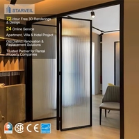 Porte pliante moderne en aluminium à rupture de pont thermique, double vitrage trempé, insonorisée, pour patio, appartement, villa, type accordéon