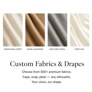 Ensemble <span class=keywords><strong>pantalon</strong></span> drapé crème pour femme, blazer portefeuille avec col cape et taille ceinturée, <span class=keywords><strong>pantalon</strong></span> palazzo à jambes larges, personnalisable OEM/ODM - Product Image 4