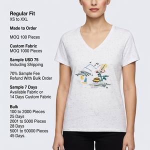 Womens V Neck T Shirt 180 GSM Cotton Polyester Neppy Jersey Short Sleeve Regular Fit Custom Logo - Product Image 6