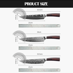 Cuchillo de Cocina de Acero Inoxidable con <span class=keywords><strong>Mango</strong></span> de Pakkawood y Patrón Damasco, para Cortar Carne y Verduras, con Funda de Plástico, Cuchillo de Chef de 12 Pulgadas - Product Image 2