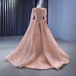 Robe de soirée Jancember Rsm222156 Princess Pink Ball Gown, sequins, manches longues, perles. - Product Image 3