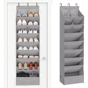 Over The Door <b>Shoe</b> Organizer 10 Pockets Grey Hanging <b>Shoe</b> Rack For Closet Storage - Product Image 1