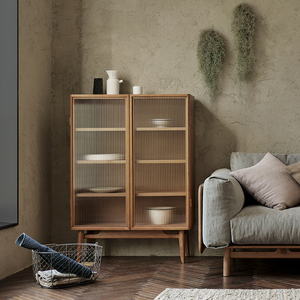 Modern Simple Design Black Walnut Cherry Pure Solid Wood Display Cabinet <b>Sideboard</b> Glass Doors for Living Room Furniture <b>Storage</b> - Product Image 1