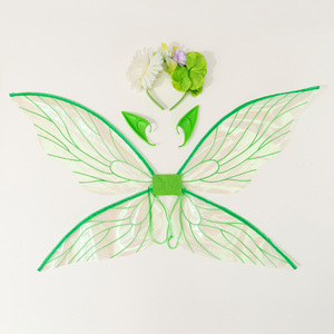 Decora oggetti di scena fata, retro farfalla verde trasparente, ornamenti ala principessa e bambina per bambini - Product Image 1