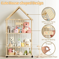 Tour de rangement en bois en forme de maison pour peluches, organisateur de jouets pour enfants avec roulettes pour salle de jeux et chambre d'enfant