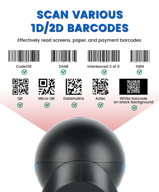 Luckydoor L650 Factory 2D Hands-free Rs232 Usb Desktop Omnidirectional Automatic Qr Code Reader Barcode Scanner