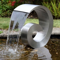 Sculpture Fontaine d'Eau Circulaire en Acier Inoxydable, Grande Statue d'Art en Métal Soudé, Design Populaire Sur Mesure pour Jardin