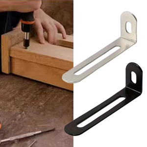 Soporte Angular Ajustable Ranurado de 90 Grados de Acero Inoxidable Negro en Forma de L para Conexión de Muebles, Gabinetes y Estantes - Product Image 2
