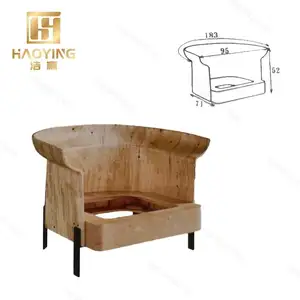مصنع المبيعات المباشرة متعددة وظيفة جلد أريكة مصنوع ببراعة منحنى كرسي خشب رقائقي