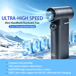 Ventilateur portable à défilement rapide avec affichage numérique, corps métallique, 1 à 100 vitesses, charge rapide en 1,5h, 6000mAh, idéal pour les voyages - Product Image 5