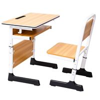 Ensemble de bureau et chaise d'école réglables, table d'étude en bois avec étagères de rangement, mobilier de classe robuste, directement de l'usine