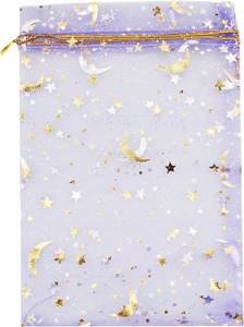 Lot de 100 sacs à cordon en organza motif lune et étoile, 5x7 pouces, pour cadeaux de mariage et bonbons, modèle B383, noir, Chine - Product Image 4
