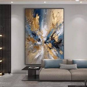 Hand Painted Oil <b>Canvas</b> Abstract Art Painting Black <b>Frame</b> Rectangle Modern Minimalist Living Room Decor Wall Art - Product Image 2