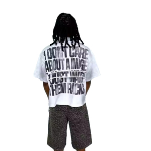 <span class=keywords><strong>T</strong></span>-shirts personnalisés 100% coton épais délavés au soleil et à l'acide, impression sérigraphique OEM, effet vieilli, coupe oversize et courte pour hommes - Product Image 2