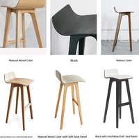 Tabouret de bar créatif en bois de frêne blanc nordique, dossier bas, sans accoudoirs, non rotatif, style vintage luxe léger, pour bars et salles à manger