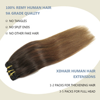 Klip Ekstensi Rambut Manusia Tebal Ins 100% Klip Remy Tak Terlihat Dalam Ekstensi Rambut 6 Pakan 18 Klip dengan Renda