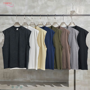 Lo último en Impresión digital personalizada 275GSM peso pesado 100% algodón <span class=keywords><strong>Vintage</strong></span> lavado chaleco personalizado suelto raglán blanco hombres camiseta sin mangas - Product Image 1