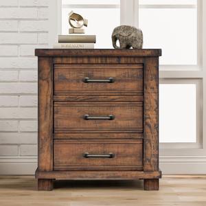 Three Drawer Reclaimed Solid Wood Farmhouse <strong>Nightstand</strong> - Product Image 3