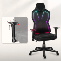 Chaise de jeu LED E-sports haut de gamme entièrement noire en cuir souple et maille, avec rétroéclairage LED RGB, vente en gros à prix abordable