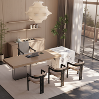 Table de réception de bureau moderne et minimaliste en MDF, combinaison table et chaises modulaires, grande table à plateau, sensation de luxe léger et haut de gamme
