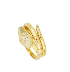 טרנדי אופנה סטרלינג כסף מעוקב Zirconia גדול נחש טבעת 925
