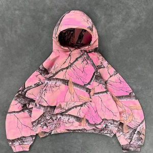 Maßgefertigter Übergroßer Pullover-Trainingsanzug im Vintage-Streetwear-Stil aus Baumwolle mit Allover-Print und Echtem Tarnmuster, Jogginghose und Hoodie Set - Product Image 4