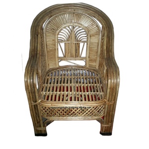 เก้าอี้ไม้ไผ่พร้อมที่พักแขนและไม้แกะสลักมือสำหรับระเบียงลานคาเฟ่สวน - Product Image 1