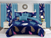 Ensemble de literie 12 pièces avec couvre-lit, drap de lit et rideaux assortis, motif floral patchwork, taille King Size, pour chambres à coucher