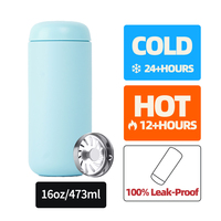 Gobelet isotherme en acier inoxydable 304 bleu ciel, ensemble de 3 couvercles, pour boissons chaudes/froides, thé, café, jus, gobelet sous vide, cadeau pour enfants et adultes