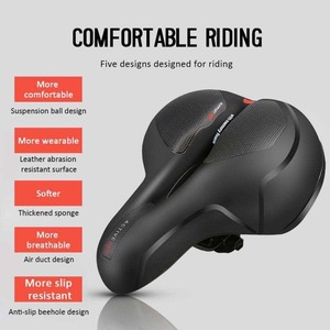 <span class=keywords><strong>Selle</strong></span> de vélo en cuir PU souple, amortissante et ventilée pour VTT et vélos de route - Unisexe, adulte, utilisation toutes saisons - Product Image 3