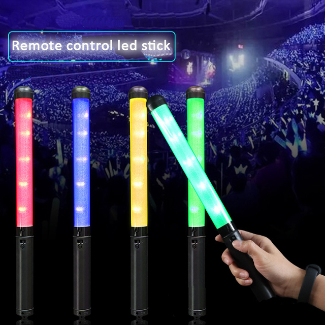 25cm Reusable Remote Control LED Light Stick 15 Colors Custom Star Design Battery Operated Audio/Computer Control for Kpop