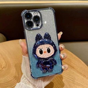 Fashion electroplate cartoon holder cute glitter phone case for iPhone 17 Air 16 pro max 15 four <b>corner</b> shockproof protect cover - Product Image 5