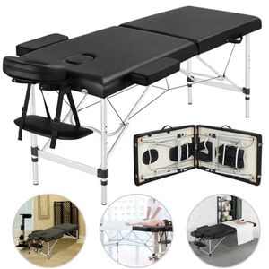 Mesa de masaje de acero inoxidable plegable ajustable de 80cm, cama de belleza Facial para salón de tatuajes - Product Image 1