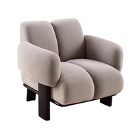 Canapé simple moderne et confortable en tissu et bois massif, fauteuil individuel adapté aux salons, hôtels et appartements
