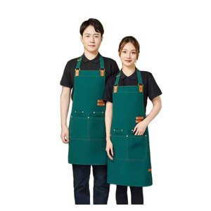 ผ้ากันเปื้อนกันน้ำพร้อมกระเป๋าคู่ ขนาดเดียว โพลีเอสเตอร์ สำหรับร้านอาหาร บาร์ ป้องกันคราบสกปรก ปรับแต่งโลโก้ได้ - Product Image 4
